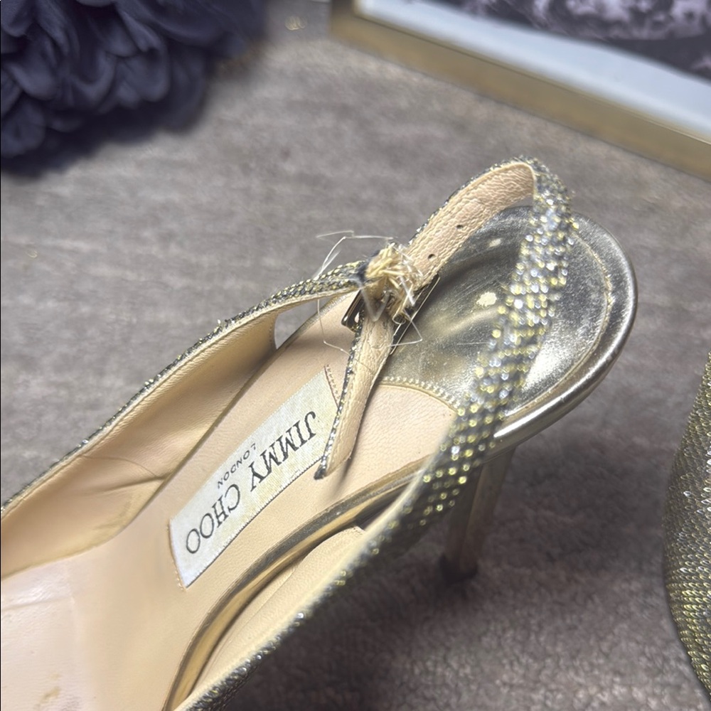 Jimmy Choo Gold Slingback Heels - Picture 7 of 10